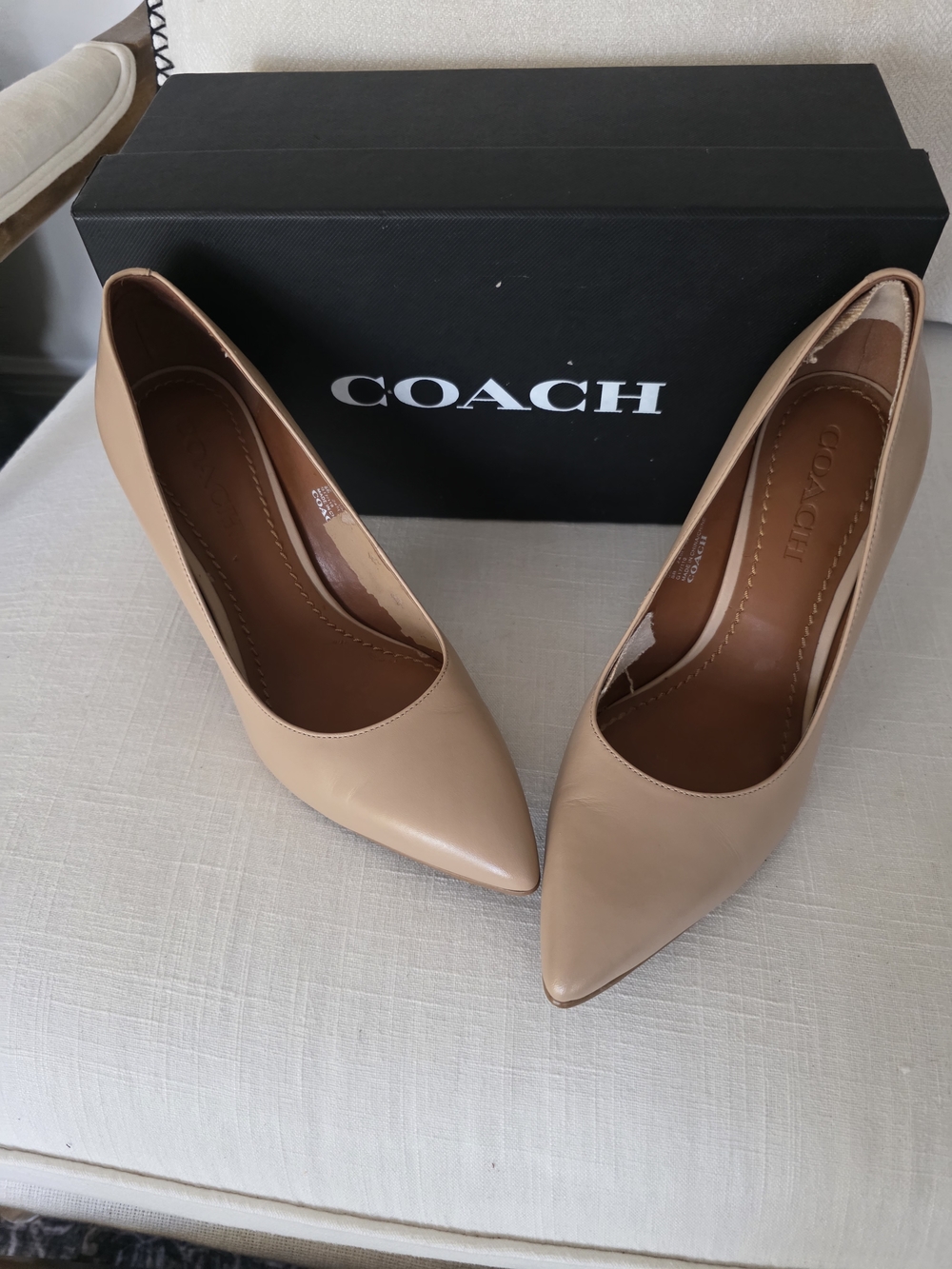 Coach Nude Beige Pointed Toe Leather Pumps